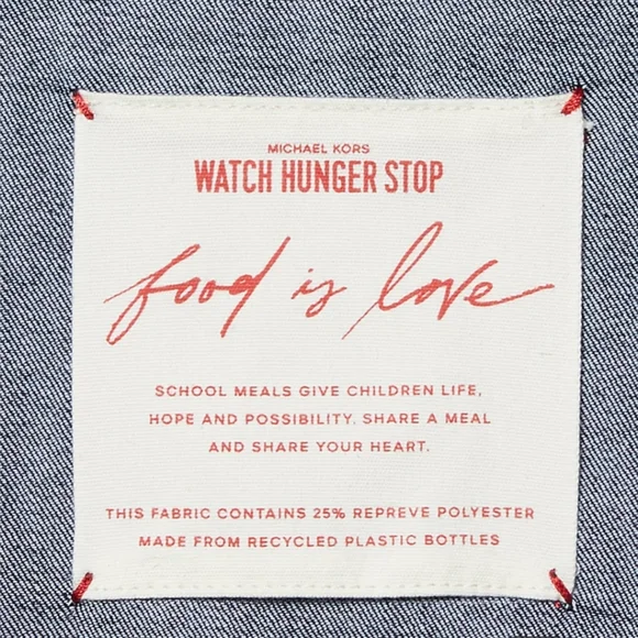 Michael Michael Kors Watch Hunger Stop LOVE Denim Tote Bag 16.5"W X 14"HX 4"D - Picture 8 of 10